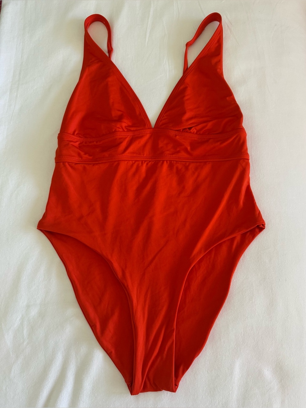 Monday Swimwear size medium red/orange one piece suit. EUC. High cut legs.